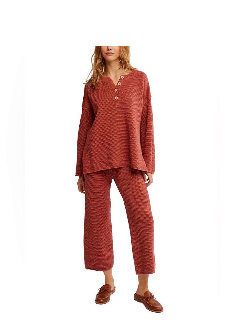 Free People Beach Hailee Lounge Set Brick Red Oversized Size M